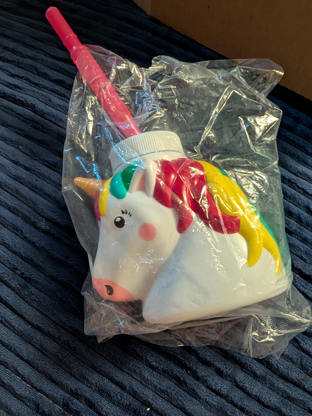 Unicorn Drink Bottle with Pink Straw - Cute Rainbow Party Cup